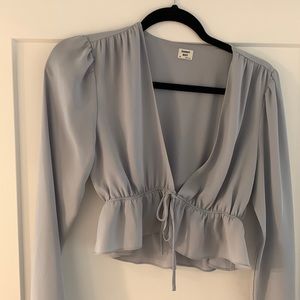 Sunday best long sleeve cropped tie blouse